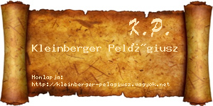 Kleinberger Pelágiusz névjegykártya